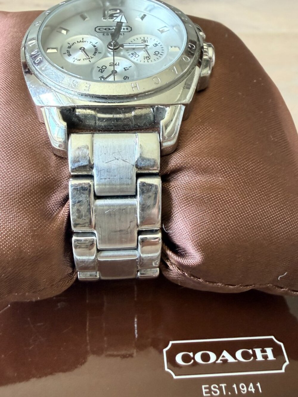COACH Stainless Steel Women's Chronograph Boyfriend Watch *WORKS* - Picture 7 of 12